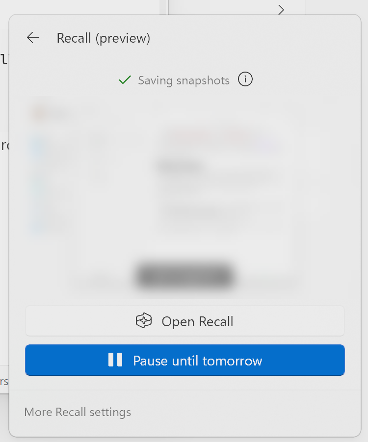 Successful enablement of Windows Recall